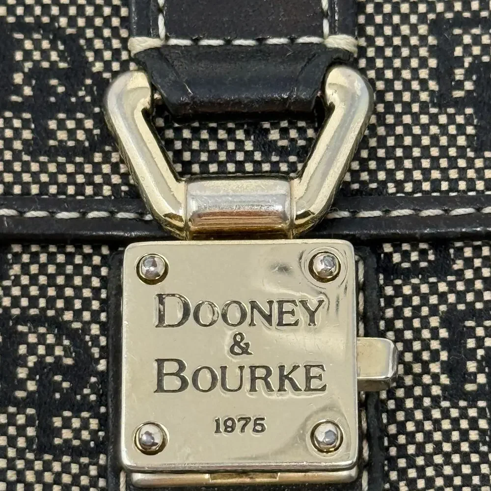 Vintage Dooney & Bourke Black DB Monogram Logo Lock Wallet‎ Organizer Clutch